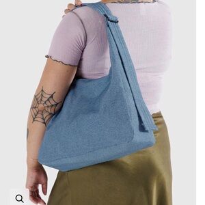 NWT BAGGU Recycled Nylon Shoulder Bag digital denim